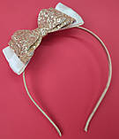 Бант на обручі 14 см Великий бант для дитини Бант для дівчинки або дорослого золотий 240 грн ободок, фото 3