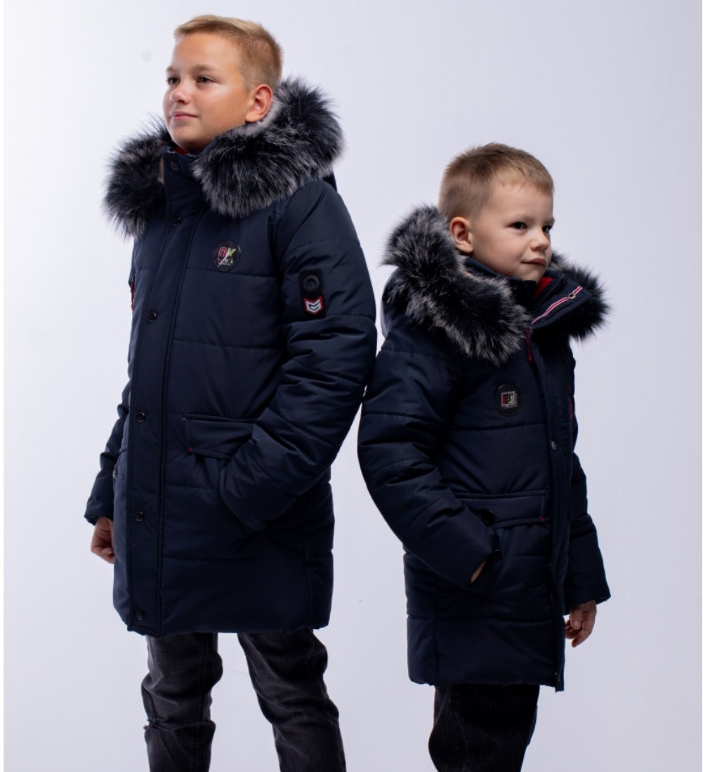 Зимова куртка на хлопчика/ Підлітковий (дитячий) пуховик на хутрі парка для дітей та підлітків на зиму 34, фото 1