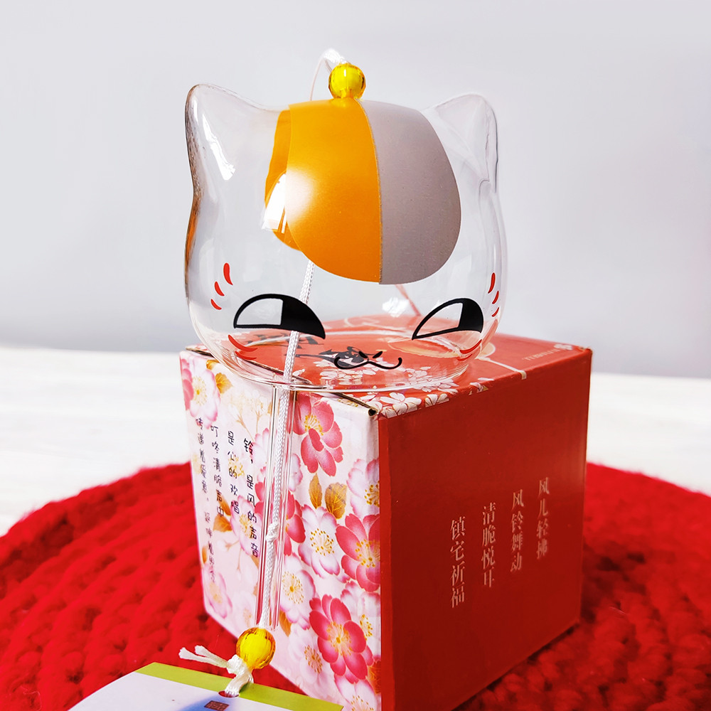 Японський скляний дзвіночок Фурін (Музика вітру) Манекі-неко №6, фото 1