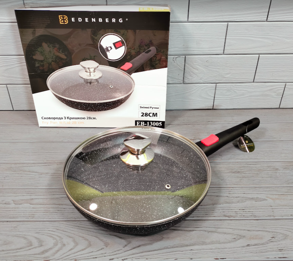 Сковорода 28 см зі знімною ручкою з антипригарним мармуровим покриттям Edenberg EB-13005