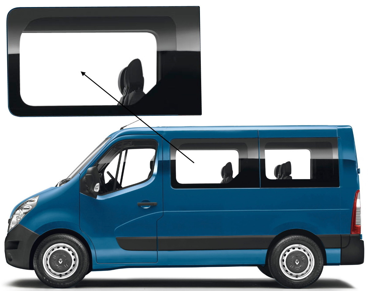 Бічне скло Renault Master 2010-2024 салону переднє ліве коротка база, фото 1