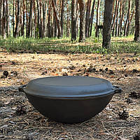 Сковорода чавунна 8 л WOK-08КС із кришкою-сковородою гриль для приготування на відкритому вогні R_2425