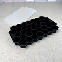 Силіконова чорна форма для льоду на 37 комірок із кришкою Стільники