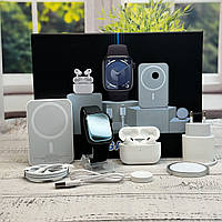 Комплект Megabox (6в1) SmartWatch 9 Навушники pro Вакуумные бездротовий Павербанк  Black