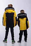 Тепла зимова куртка для хлопчика 6-16 років на зиму Жовтий подовжений підлітковий пуховик, парка для підлітків 44, фото 7