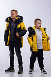 Тепла зимова куртка для хлопчика 6-16 років на зиму Жовтий подовжений підлітковий пуховик, парка для підлітків 44, фото 8