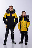 Тепла зимова куртка для хлопчика 6-16 років на зиму Жовтий подовжений підлітковий пуховик, парка для підлітків 44, фото 5