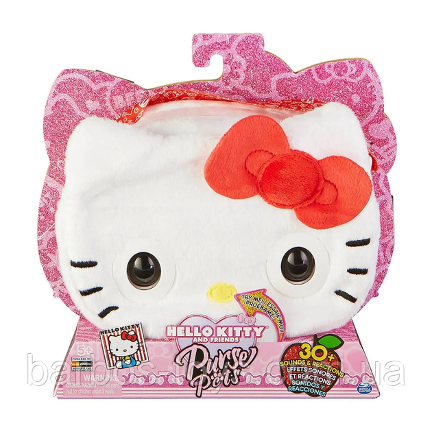 Інтерактивна м'яка сумка-тварина Spin Master Purse Pets Hello Kitty- Світить, з 30+ звуків, моргає