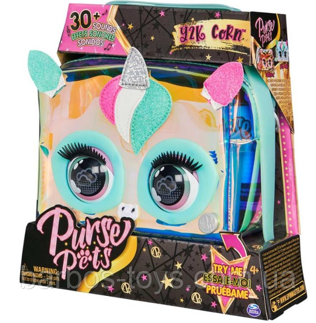 Інтерактивна м'яка сумка-тварина Spin Master Purse Pets Единоріг- Світить, з 30+ звуків, моргає