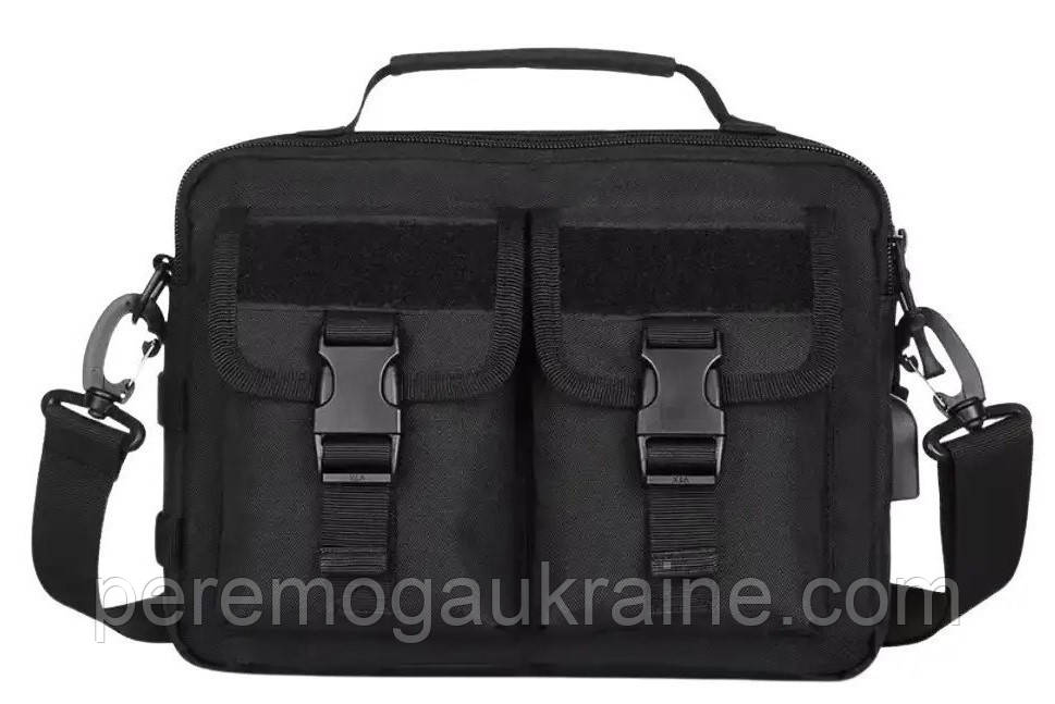 Тактична дорожня сумка для документів та планшета Solve з USB Black KT6007002