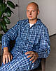 Піжама чоловіча домашня бавовняна сорочка зі штанами Темно-синя клітинка, фото 9