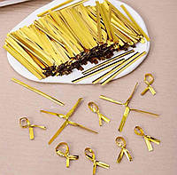 Зав'язка з фольги і дротиком всередині 6 см. Колір - золото (за уп. 20 шт)