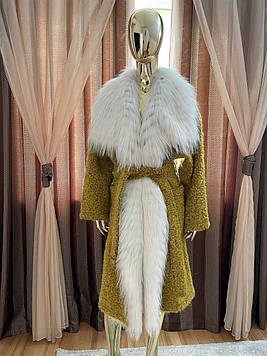 Пальто твід з хутром альбінос