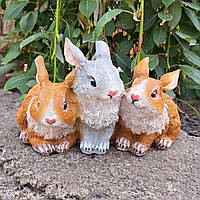 Садова фігура Тріо зайчики сіро-руді