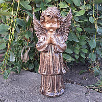 Садова фігура Янгол стоїть молиться, бронзовий, скульптура ангела на могилу, фігура янгола, скульптура ангел