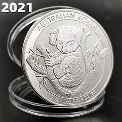 Сувенір зі Срібної монети 1 долар 2021г, "Коала" (Австралія)