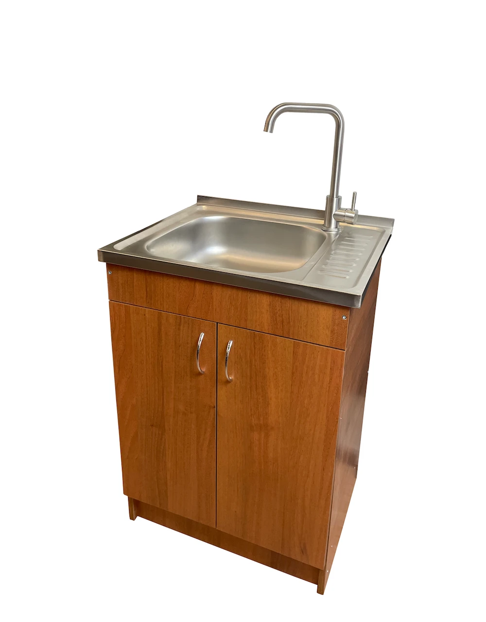 Кухонная накладная мойка Platinum с тумбой 60см орех и смесителем (ID ...