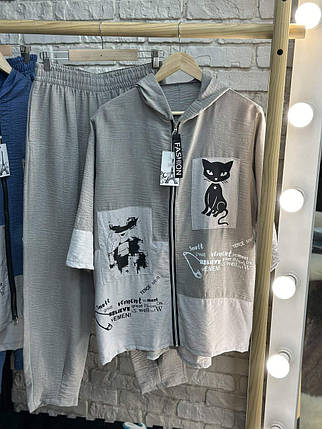 Стильний жіночий костюм, тканина "Жатка" 50, 60 розмір 50, фото 1