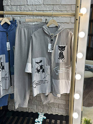 Стильний жіночий костюм, тканина "Жатка" 50, 60 розмір 50, фото 3