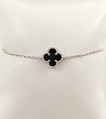 Браслет срібний "Клевер" з оніксом (Арт.82811494034)