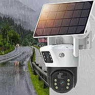 Вулична 4G камера відеоспостереження із сонячною панеллю PTZ TP23 Камера відеоспостереження на 2 об'єктиви, фото 2