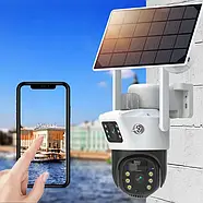 Вулична 4G камера із сонячною панеллю та двома об'єктивами SOLAR T22 Портативна IP камера 4Мп, фото 2