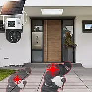 Вулична 4G камера відеоспостереження із сонячною панеллю PTZ TP23 Камера відеоспостереження на 2 об'єктиви, фото 7