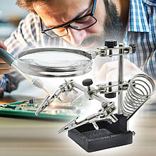 Третя рука для паяння JM-508, стійка, лупа 90 мм