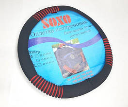 Оплетка на кермо еластична 103288 чорна/червона