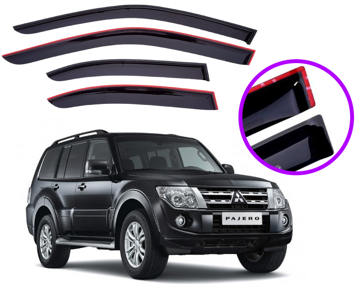 Дефлектори вікон вітровики для Mitsubishi Pajero Wagon IV 2006 -> (скотч) AV-Tuning, фото 1