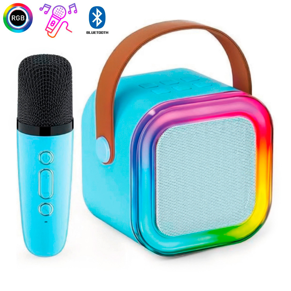 Блютуз караоке колонка Colorful Karaoke K12 Синя, портативна колонка з мікрофоном - музична колонка