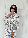 Квіткове плаття-сорочка міді на кнопках із поясом і довгими рукавами (р. 42-52) 2py5839, фото 9