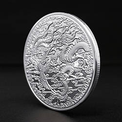 Сувенірна монета " Дракон і фенікс" колір сильвер пам'ятні монети. Процвітання