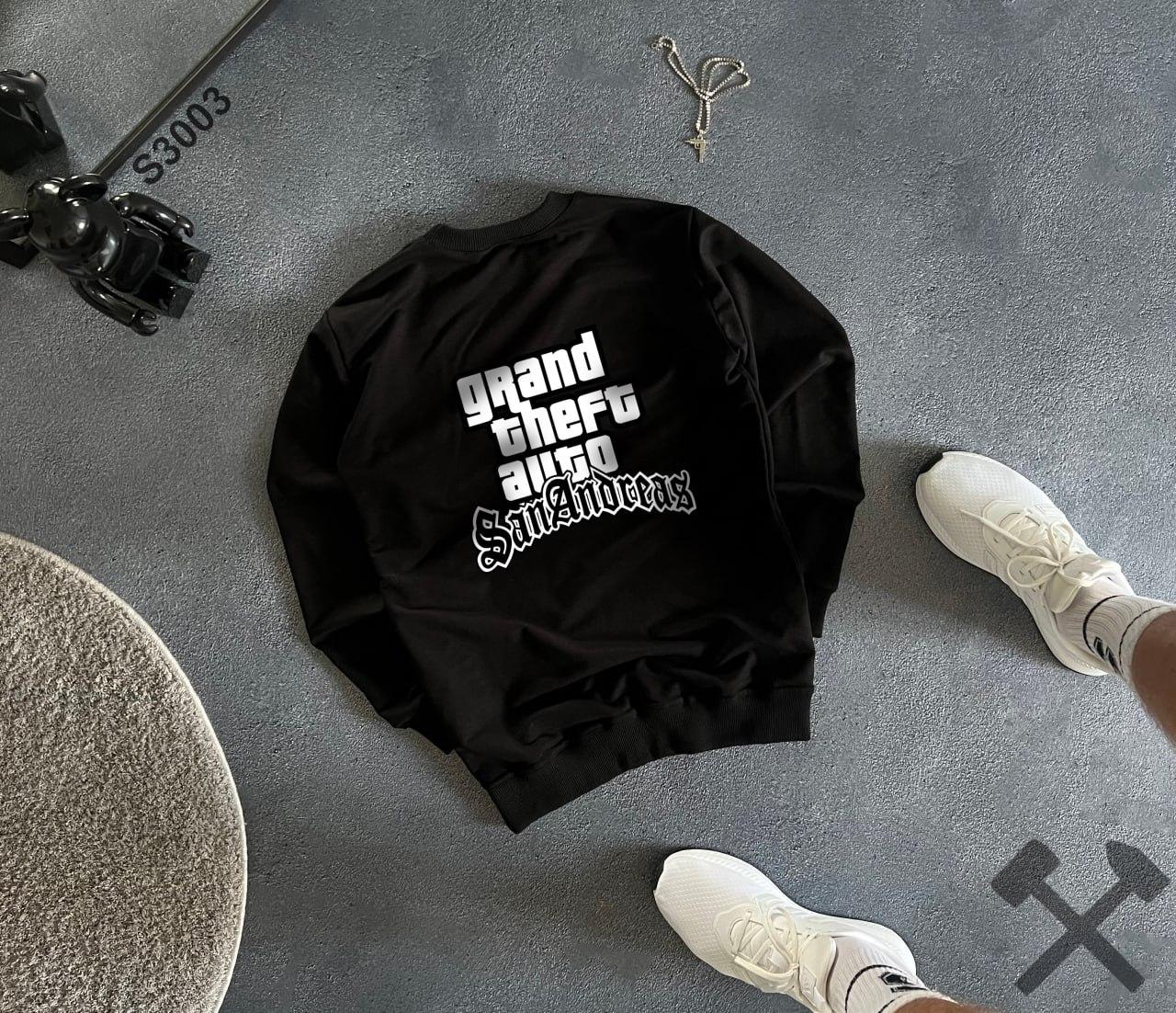 Кофта Gta san andreas чоловіча трикотажна світшот на весну осінь літо Гта чорний