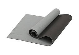 Килимок для йоги та фітнесу Hanuman Two Tones Amber 183x61x0.6 см сірий/чорний (BH)