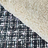 Твід чорний на бежевому штучному хутрі двосторонній, фото 2