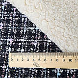 Твід чорний на бежевому штучному хутрі двосторонній, фото 3