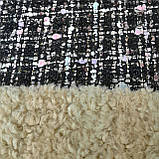 Твід чорний на бежевому штучному хутрі двосторонній, фото 9