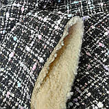 Твід чорний на бежевому штучному хутрі двосторонній, фото 10