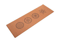 Килимок для йоги корковий Goa Amber 183x61x0.4 см Квітка життя (BH)