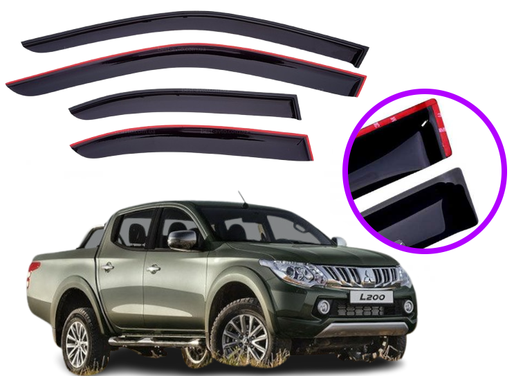 Дефлектори вікон вітровики для Mitsubishi L-200 2015 -> (скотч) VIP Китай