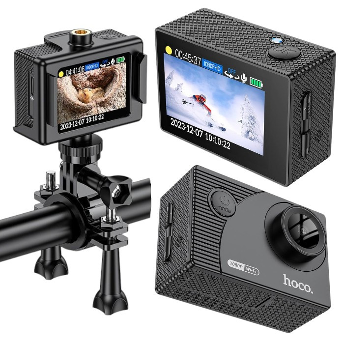 Екшн камера Action Camera Hoco DV100 1080P/30fps Спортивна камера з кольоровим екраном, чорна