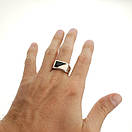 Срібний перстень з золотом для чоловіка. Чоловічі кольца печатки 925. 20 розмір, фото 6