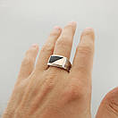 Срібний перстень з золотом для чоловіка. Чоловічі кольца печатки 925. 20 розмір, фото 10