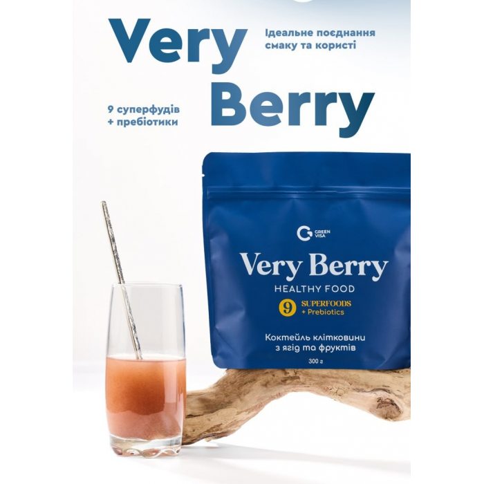 Коктейль клітковини з ягід і фруктів Very Berry Грін-Віза 300 г