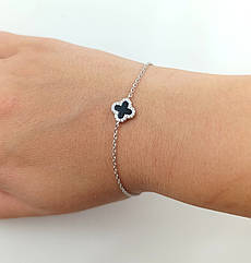 Браслет срібний "Клевер" з оніксом і цирконієм (Арт.82811494134)