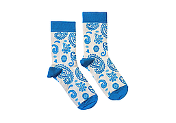 Шкарпетки RAO Socks Йога Пейслі (36-38) бежеві з блакитним візерунком (BH)