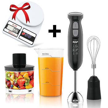 Блендер занурювальний 4в1, RАF R327 + Подарунок Кухонні ваги SF-400 / Кухонний блендер на металевій ніжці