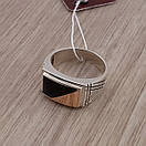 Срібний перстень з золотом для чоловіка. Чоловічі кольца печатки 925. 20 розмір, фото 7