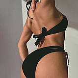 Роздільний купальник із кісточкою на зав'язках - чорний S (КУП-КІСТ-ЧОР), фото 2